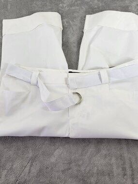 Venezia Lane Bryant White Capri Pants Plus Size 22 Belted Cotton Stretch CAP42E